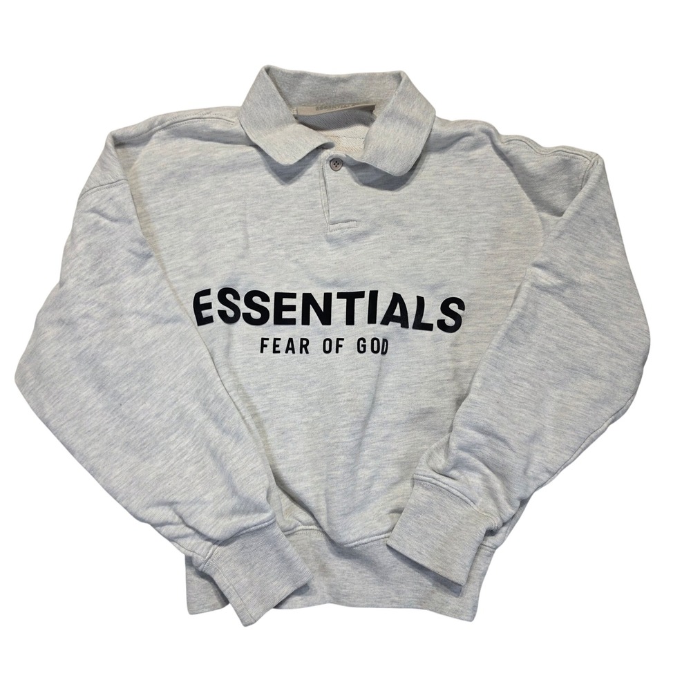 Fear of God Essentials Kids Polo Sweatshirt Light Oatmeal Size 4/5 FOG Pullover